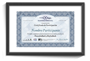 Certificado del Curso de Neurobiofeedback.